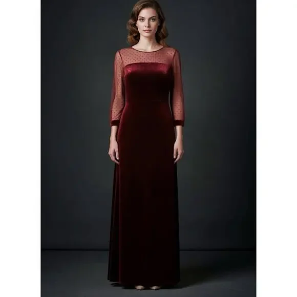 SHEIN Cranberry Crushed Velvet Plus Size 3x Gown Dress Formal Holiday Wedding - Picture 4 of 15